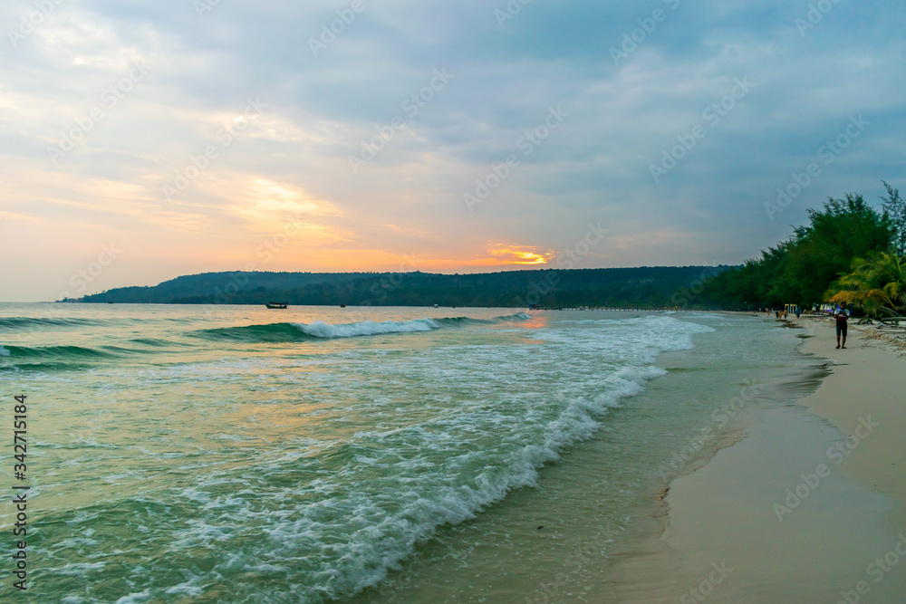 A beautiful sunset from the Long Set Beach, Koh Rong, Cambodia