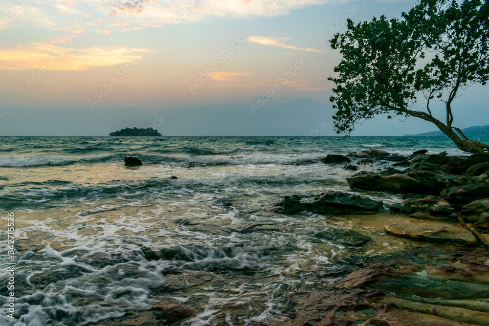 A beautiful sunrise from the Long Set Beach, Koh Rong, Cambodia A beautiful sunrise from the Long Set Beach, Koh Rong, Cambodia