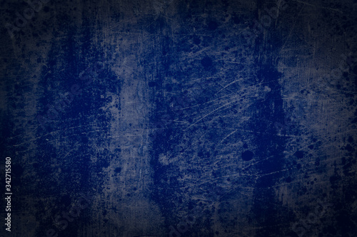 Blue and black concrete background with scratch and dirt