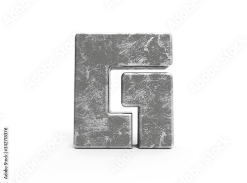 3d rendered scratch metallic isolated letter g