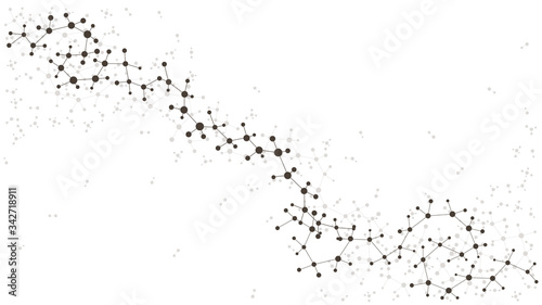 Abstract structure molecule and dna, atom, neurons. Scientific concept for your design. Connected lines with dots. Medical, technology, chemistry, science background. Vector illustration.