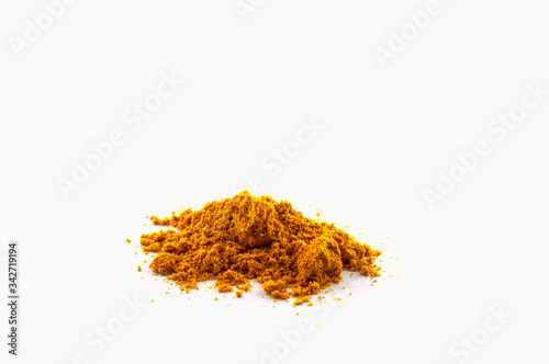 Indian curry powder isolated on white background