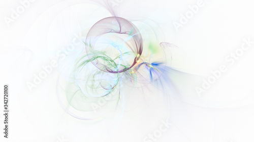 Abstract colorful blue and green glowing shapes. Fantasy light background. Digital fractal art. 3d rendering.