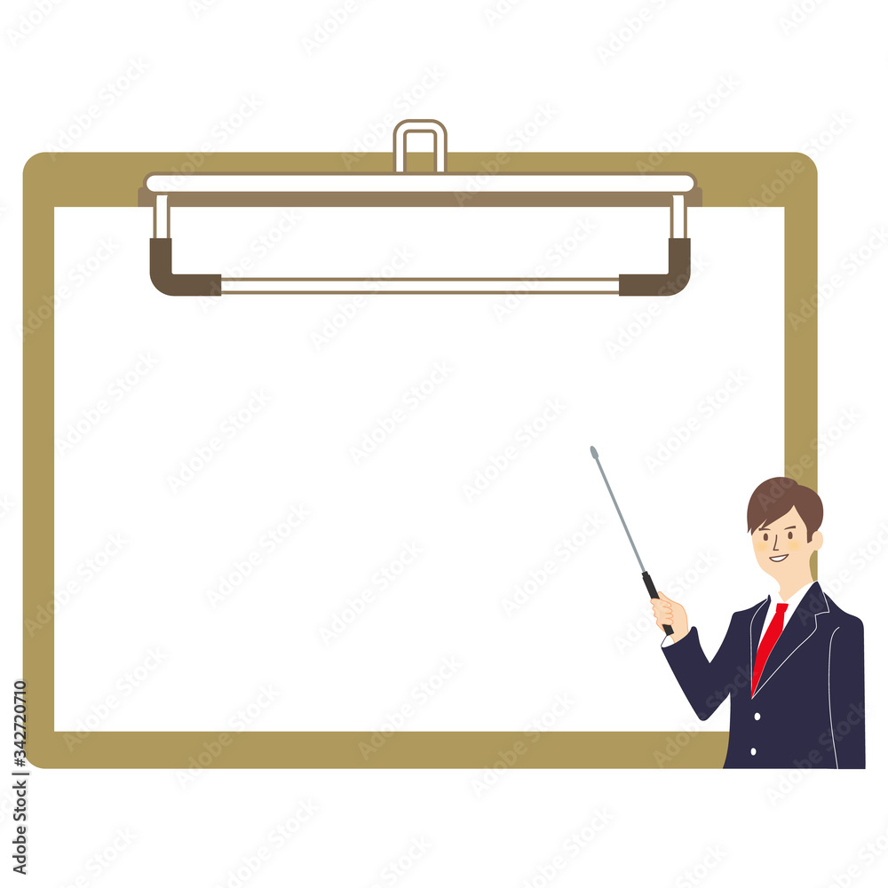 ビジネスマンが説明するバインダーの空欄素材23