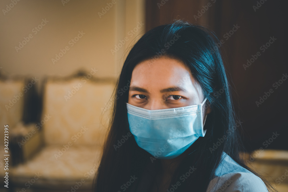 Woman wearing mask protection epidemic flu covid19 Woman wearing mask protection epidemic flu covid19