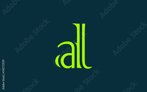 al or la and a, l Lowercase Letter Initial Logo Design, Vector Template