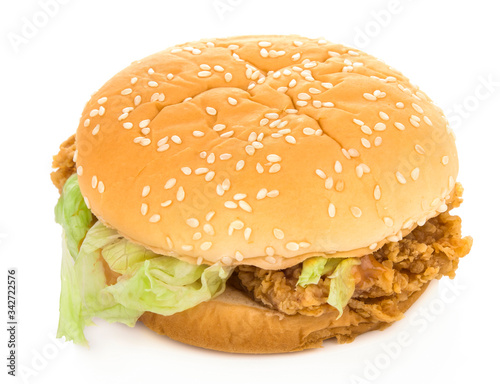 Tuna hamburger on a white background