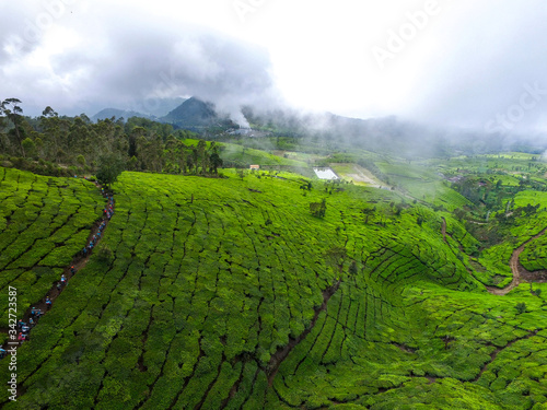 
Bandung Indonesia 4 June 2020 : Beautiful Lake Patenggang with green tea field in ciwidey Indonesia
 photo