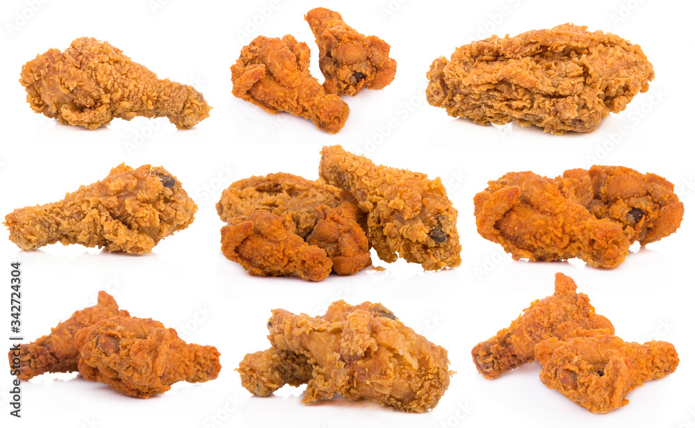 Fried chicken isolated on white background Fried chicken isolated on white background