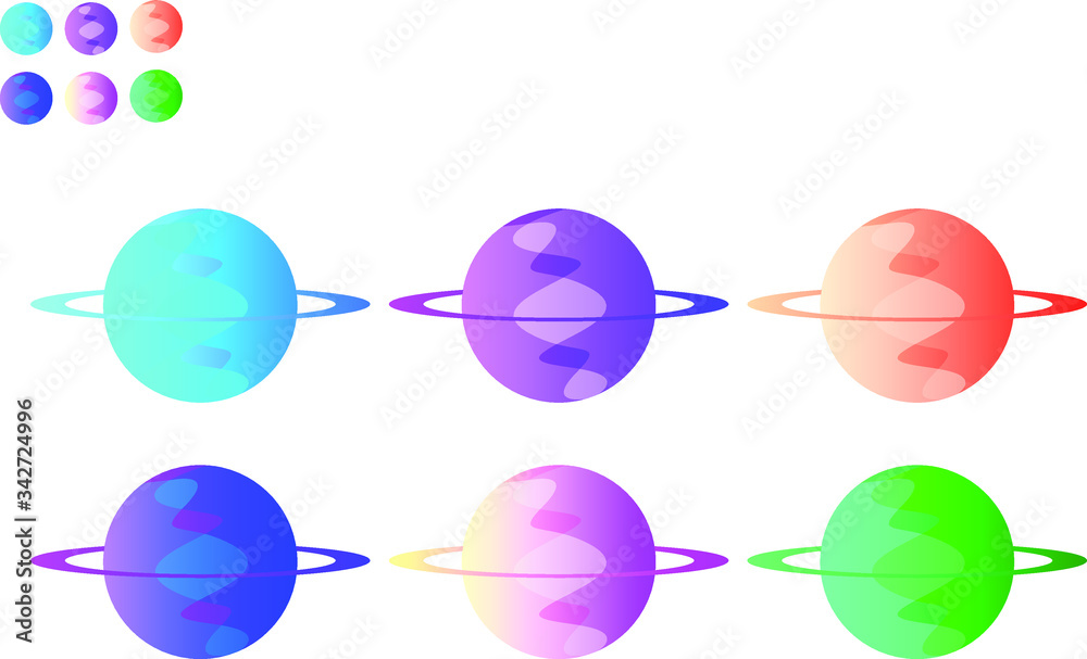 Sun Moon and Planet Flat illustration vector Icon with Gradient Color Sun Moon and Planet Flat illustration vector Icon with Gradient Color