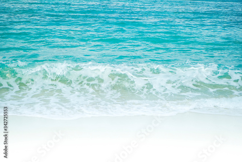 Small wave, Soft wave on the sand beach for opening video, text space. white sand beach, Ocean Wave On Sandy Beach 