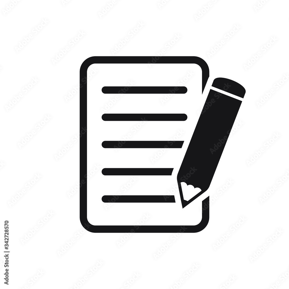 Pencil with paper icon, Contract vector icon Pencil with paper icon, Contract vector icon