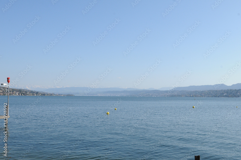 Zürich/Switzerland in times of Corona CoVid19 Virus Lockdown: Even lake Zürich is completely empty