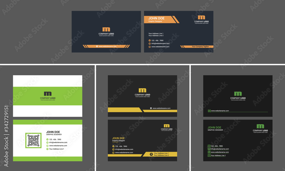 Fototapeta premium business card template set bundle with qr code placeholder