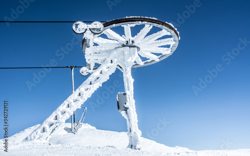 Wallpaper Mural Frozen ski lift on the top of the mountain. Torontodigital.ca