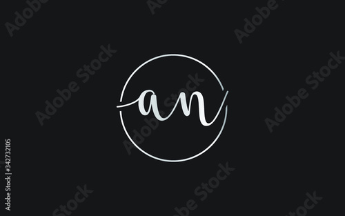 an or na and a, n Lowercase Cursive Letter Initial Logo Design, Vector Template