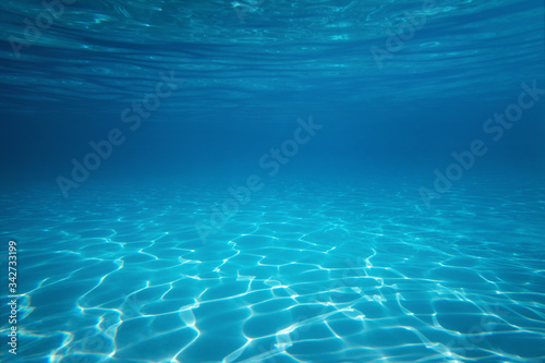 Obraz na plátne Underwater empty swimming pool background with copy space
