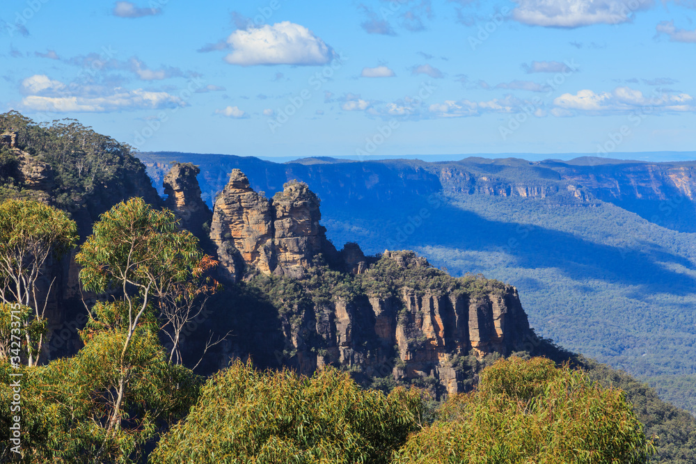 The Blue Mountains near Katoomba, Australia. View of the 