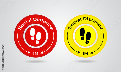 Social Distancing Signage For Floor Sticker reduce the risk of catching Covid-19 Vector sign.