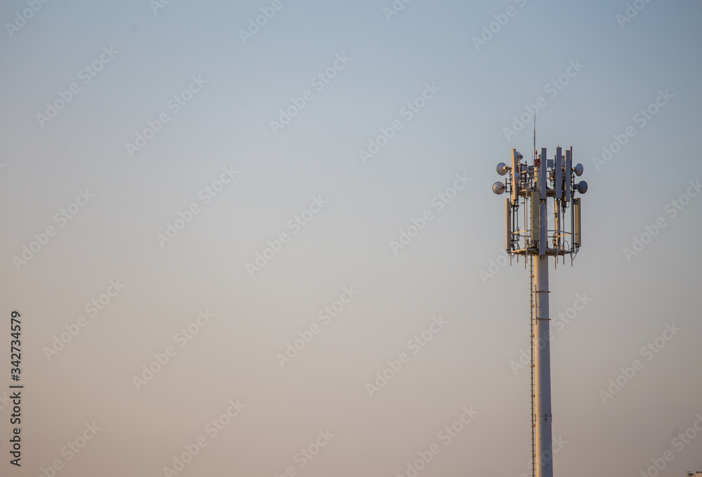 A Large Communications Tower on a Blue Sky.