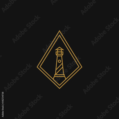Lighthouse logo. Line icons
