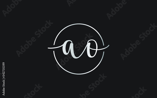 ao or oa and a, o Lowercase Cursive Letter Initial Logo Design, Vector Template photo