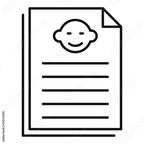Legal birth certificate icon. Outline legal birth certificate vector icon for web design isolated on white background