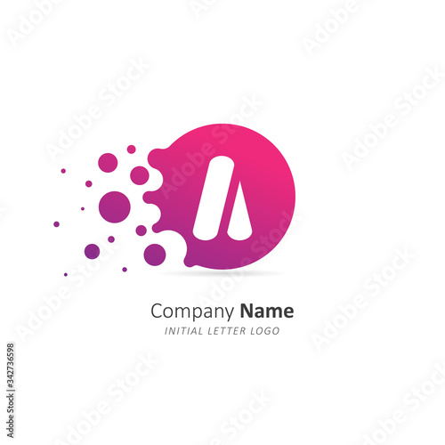 Initial letter A Logo with a lot of dots. Design vector splash dots logo for company. Illustration template