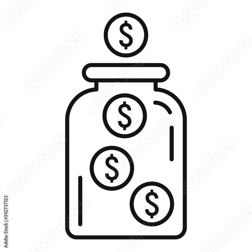 Millionaire coin jar icon. Outline millionaire coin jar vector icon for web design isolated on white background