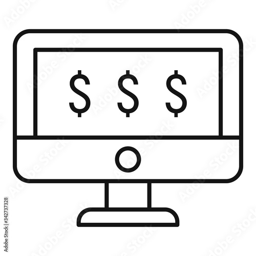 Computer millionaire balance icon. Outline computer millionaire balance vector icon for web design isolated on white background