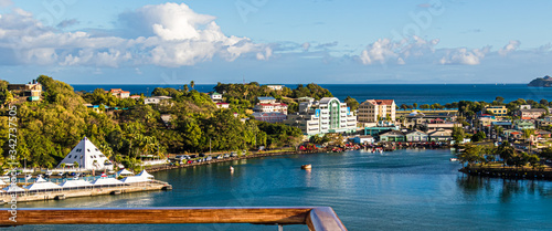 Panorama vom Hafen in Castries auf St. Lucia / Karibik  photo