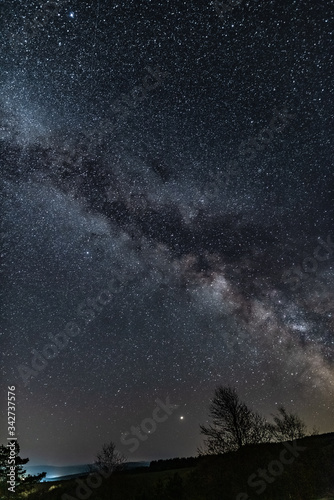 Droga Mleczna, Milky Way , Gwiazdy, Farma Wiatrowa nocą, noc, gwieździsta noc, nów, © Kamil