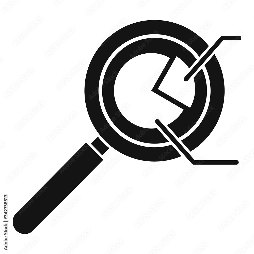 Magnifier pie chart icon. Simple illustration of magnifier pie chart vector icon for web design isolated on white background Magnifier pie chart icon. Simple illustration of magnifier pie chart vector icon for web design isolated on white background
