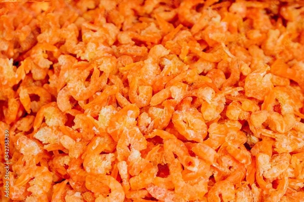 A lot of dried prawn for cooking A lot of dried prawn for cooking