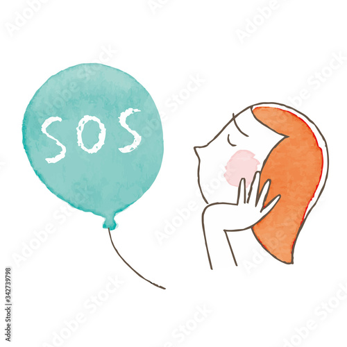 女性　憂鬱　ストレス　SOS