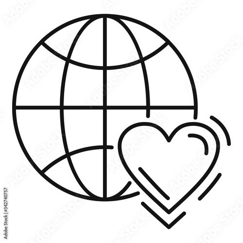 Global friendship icon. Outline global friendship vector icon for web design isolated on white background