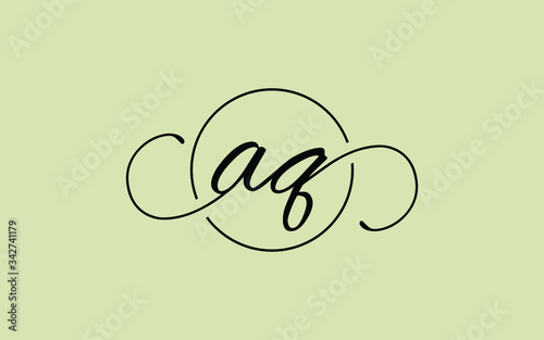 aq or qa and a, q Lowercase Cursive Letter Initial Logo Design, Vector Template