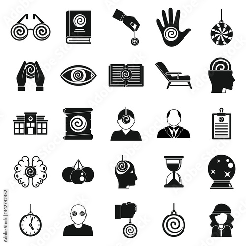Hypnosis doctor icons set. Simple set of hypnosis doctor vector icons for web design on white background