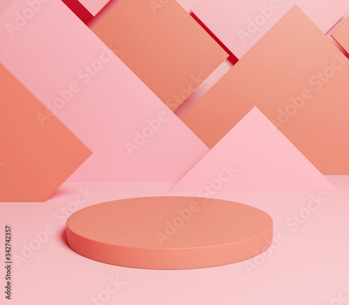 Pastel concept podium Display for placing products Or cosmetics.3D rendering.