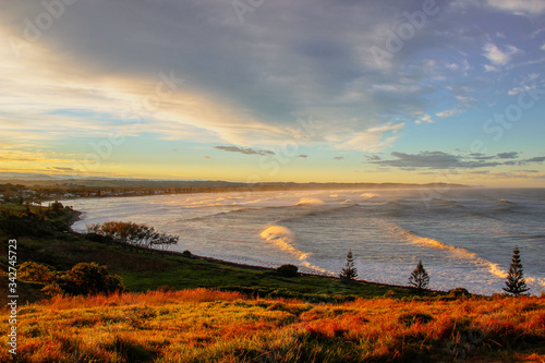 Large swell brings big waves crashing into shore