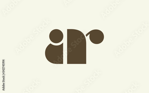 ar or ra and a, r Lowercase Letter Initial Logo Design, Vector Template