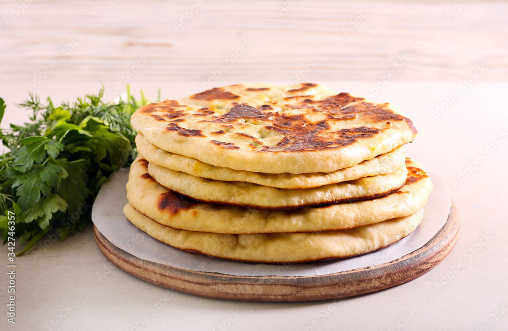 Flatbread with cheese and herb filling