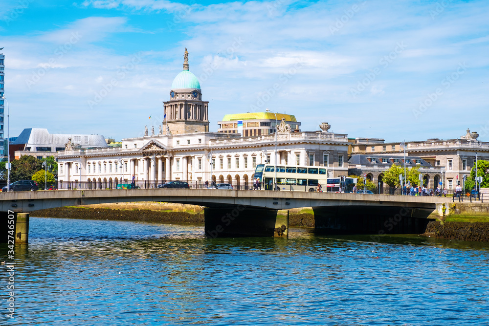 The Custom house in Dublin, Ireland during the sunny day in summer