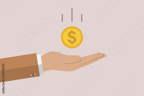 saving money in vector with dollar flat sign symbols illustration. Concepts for business banking,saving,accumulation money,budget and finance.