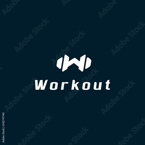 simple workout logo design inspiration . letter W for workout logo design template . dumbell logo design . W logo