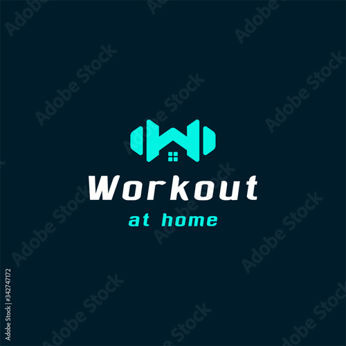 home workout logo design inspiration . letter W for workout logo design template . dumbell logo design . W logo