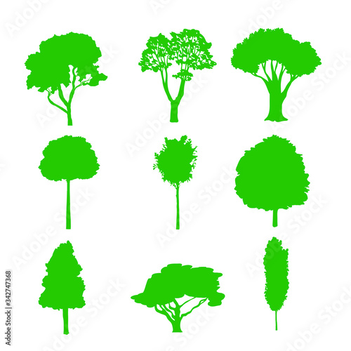 Silhouette plant illustration sign collection. tree icon vector cet. trees symbol.