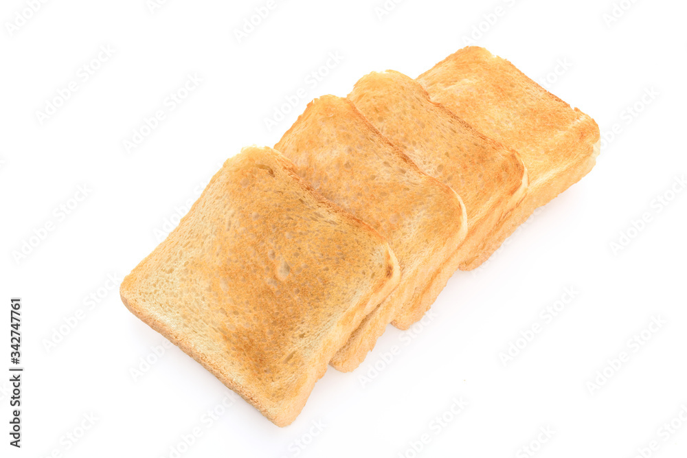 Slices of toasted bread isolated on a white background in close-up (high details) Slices of toasted bread isolated on a white background in close-up (high details)