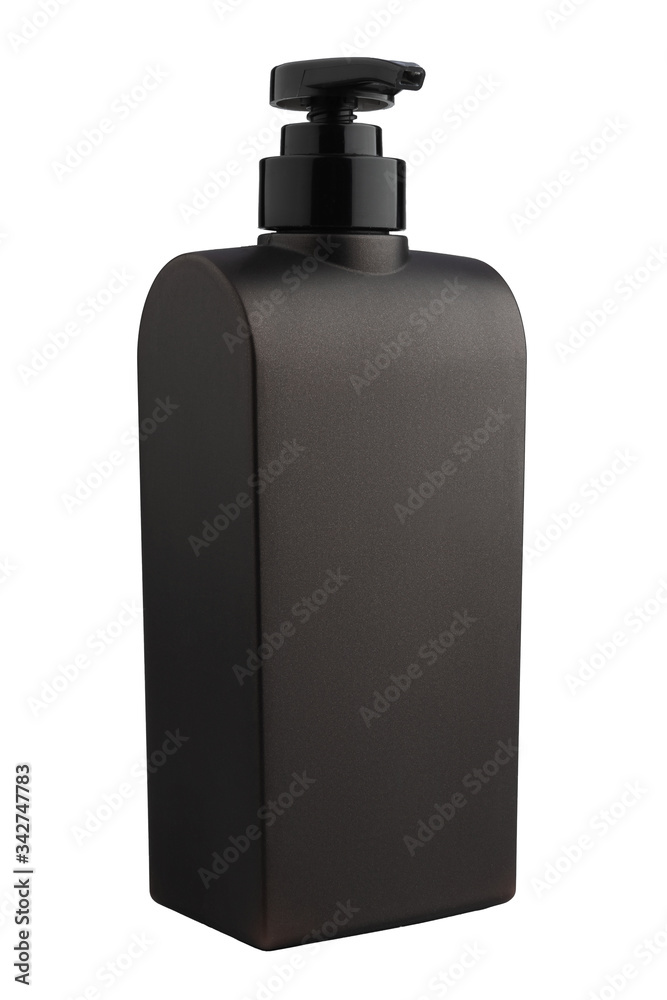 black bottle with pomp isolated on white black bottle with pomp isolated on white