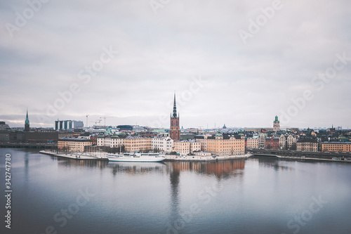 A bridge over a body of water, Stockholm city view in Sweden